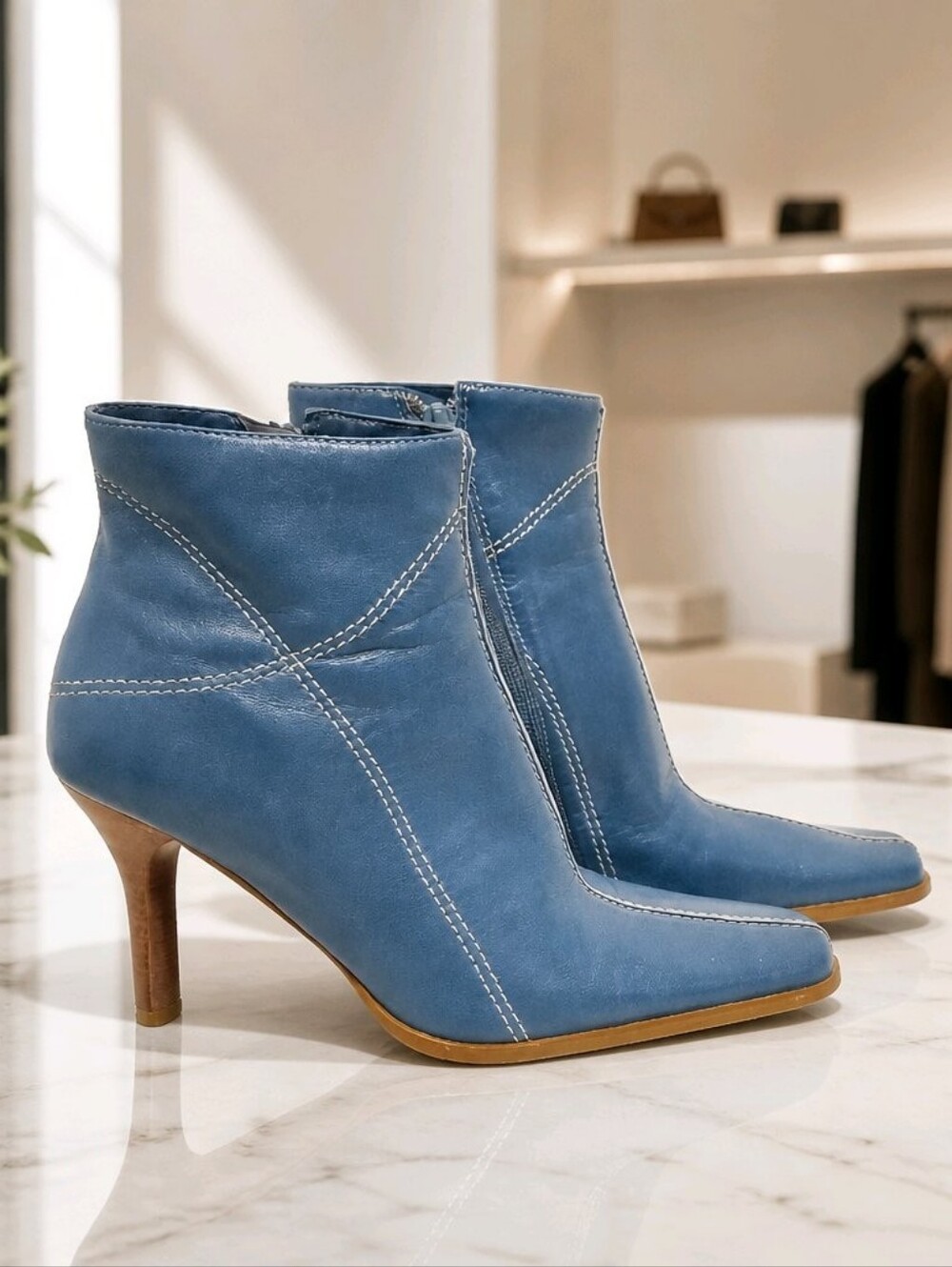 Vintage Diba Remy Teal Leather Ankle Boots